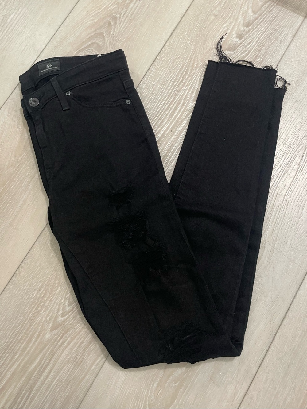AG Adriano Goldschmied Black Distressed Skinny Jeans
